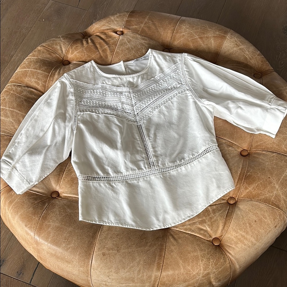 Rebecca Minkoff Cotton/Linen Blend Elegant White Top
